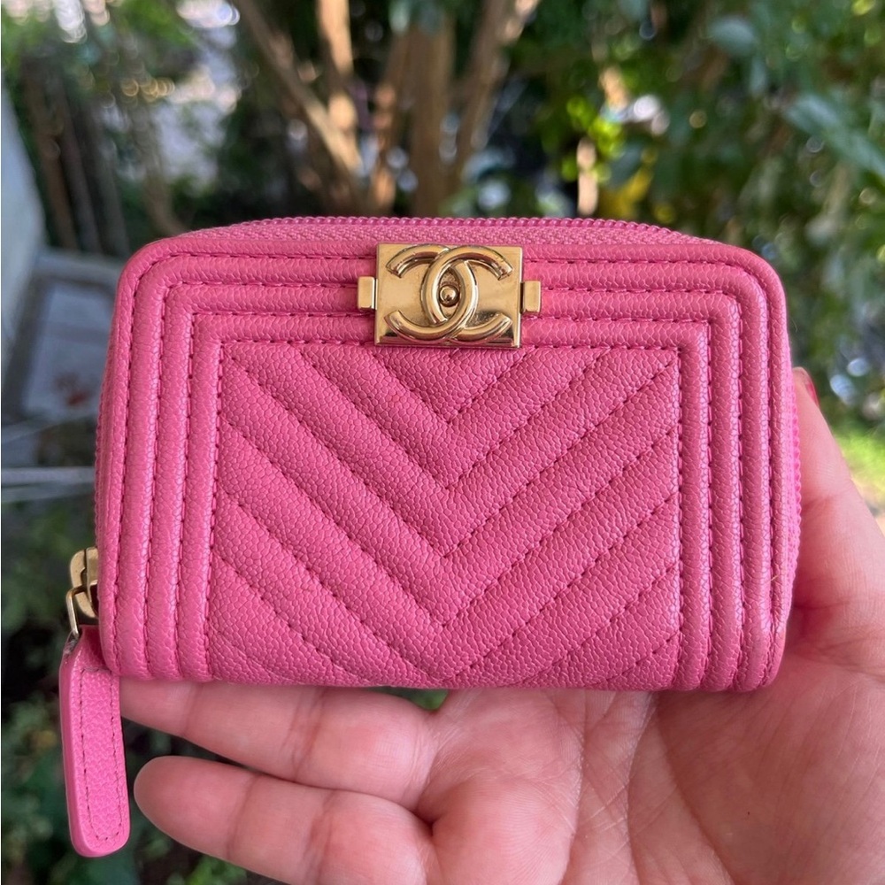 Chanel leather wallet small coin purse. Comes with authenticity card